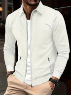 Men's zip-up cardigan with stand collar, lightweight everyday wear