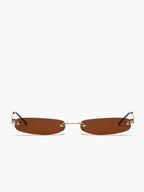 Women's rimless sunglasses minimalist UV protection slim metal temples