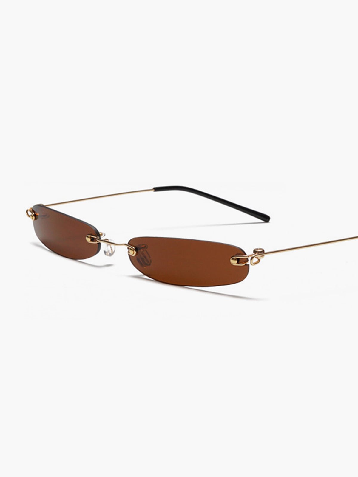 Women's rimless sunglasses minimalist UV protection slim metal temples