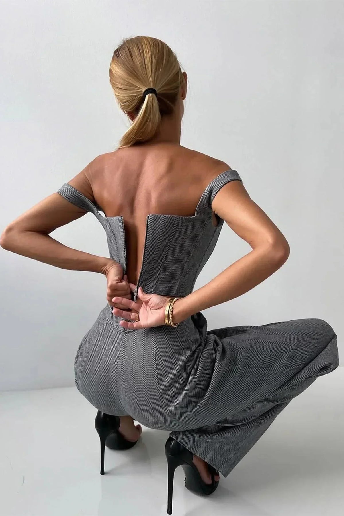 Oversized Blazer 3 Piece Set Women Wide Leg Pants Corset | Faye