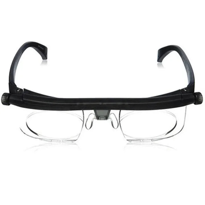 Adjustable focus glasses for near and far sight, no prescription needed, lightweight PC frame