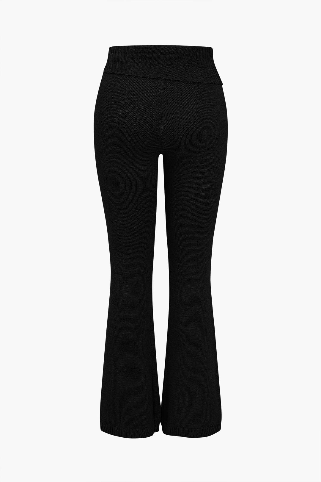 Women 2 piece knit hoodie and flared pants set with side buckle detail