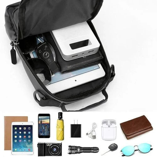 Anti-theft water-resistant backpack with USB charging port fits laptops up to 15.6 inches