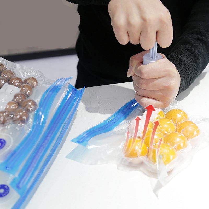Reusable vacuum storage bags set with hand pump, PA+PE airtight food fresh keeper, 4 sizes