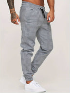 Men polyester jogger pants regular fit in grey black and white