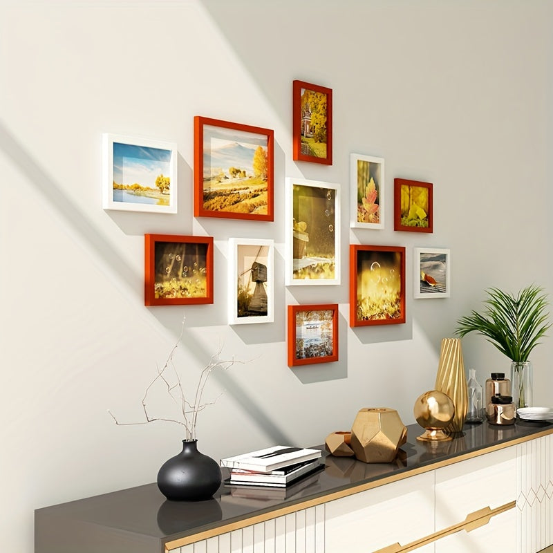 11-piece gallery wall photo frame set, drill-free classic style, multiple sizes