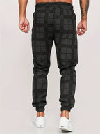 Men polyester jogger pants regular fit in grey black and white