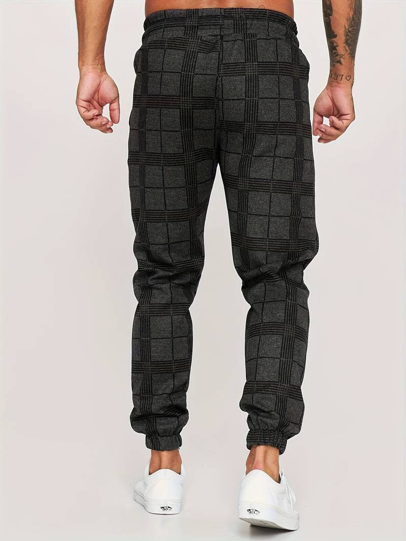 Men polyester jogger pants regular fit in grey black and white