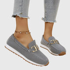Women's orthopedic loafers with cushioned insole and gold horsebit detail
