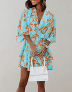 Women's midi dress with batwing sleeves and V-neckline, spring summer