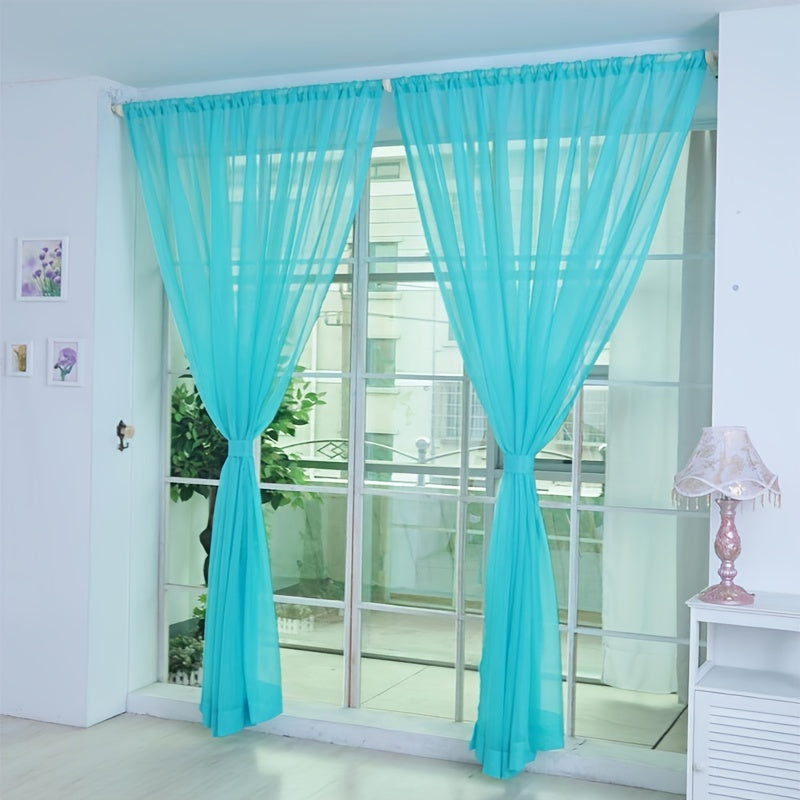 Floral voile curtains set of 2 transparent eyelet panels 200x100cm