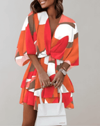 Women's midi dress with batwing sleeves and V-neckline, spring summer