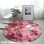 Round plush rug tie-dye soft non-slip, living room bedroom yoga mat