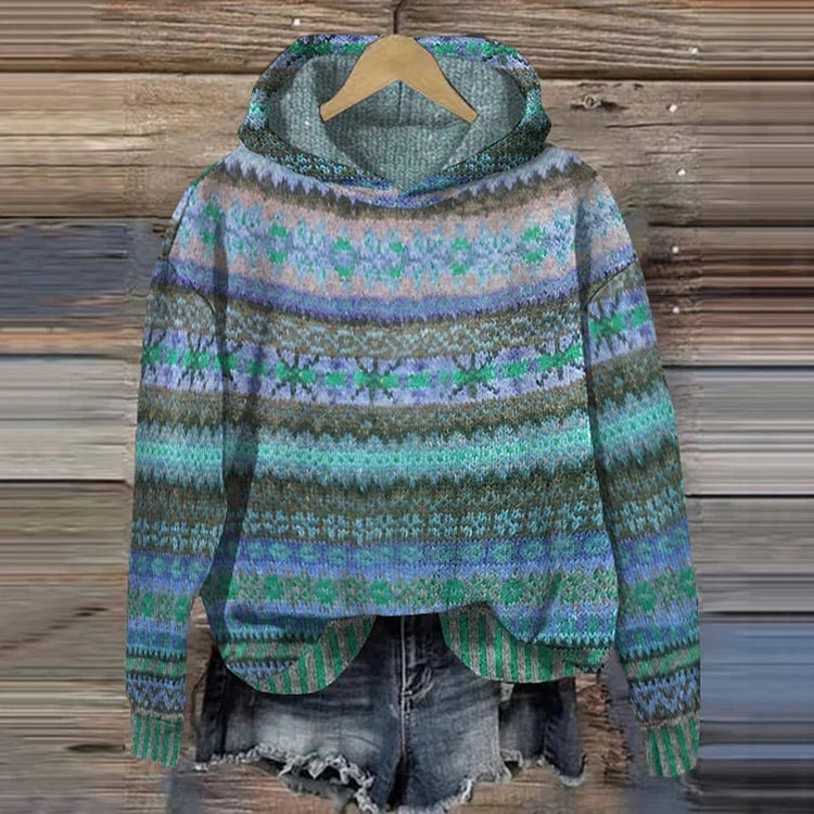 Women cotton blend casual hoodie with ribbed cuffs relaxed fit