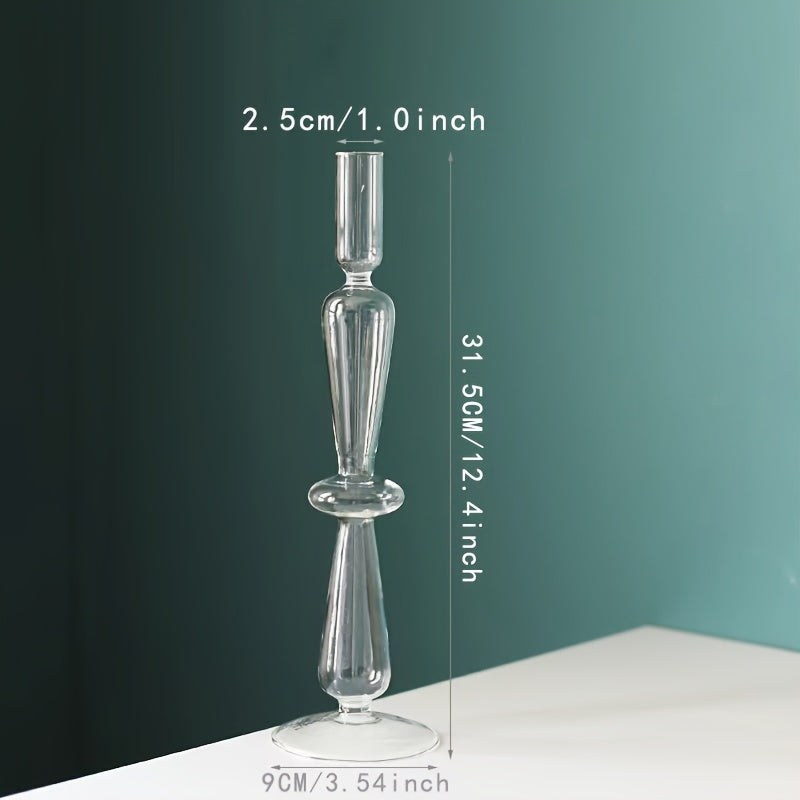 Glass candlestick set minimalist lacquered table decor for romantic dinner