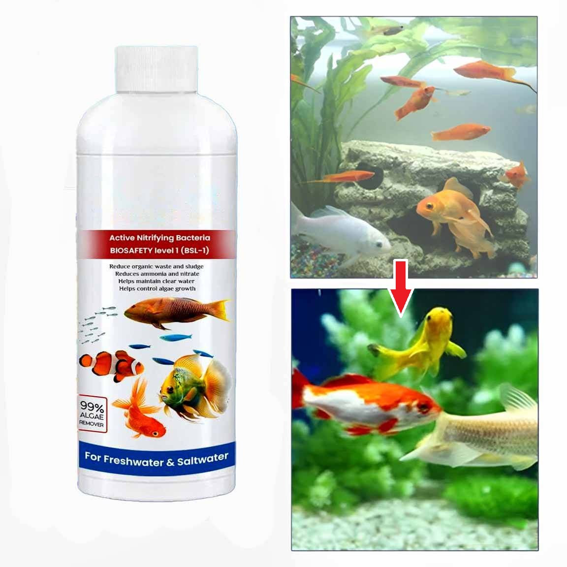 3 Pack Fish Tank Cleaner Liquid aquarium water purifier clarifier