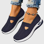 Women's orthopaedic slip-on shoes with knitted upper and thick cushioned sole