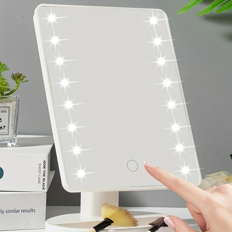 LED makeup mirror with 16 LEDs, touch control and adjustable brightness, USB powered