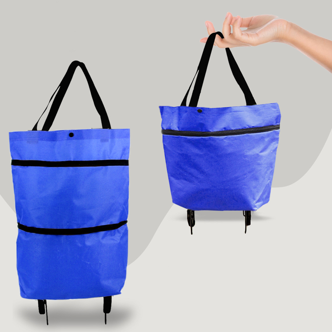 2-in-1 convertible shopping trolley bag with retractable wheels, foldable and lightweight