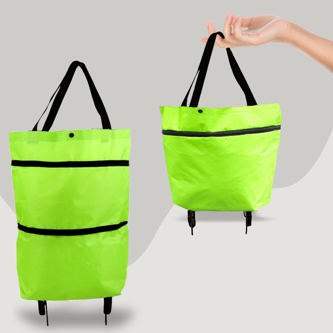 2-in-1 convertible shopping trolley bag with retractable wheels, foldable and lightweight