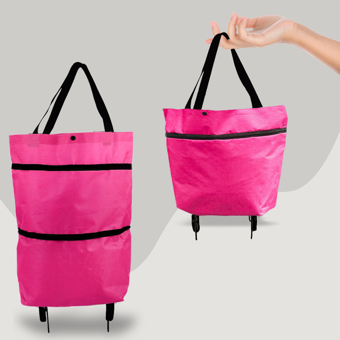 2-in-1 convertible shopping trolley bag with retractable wheels, foldable and lightweight