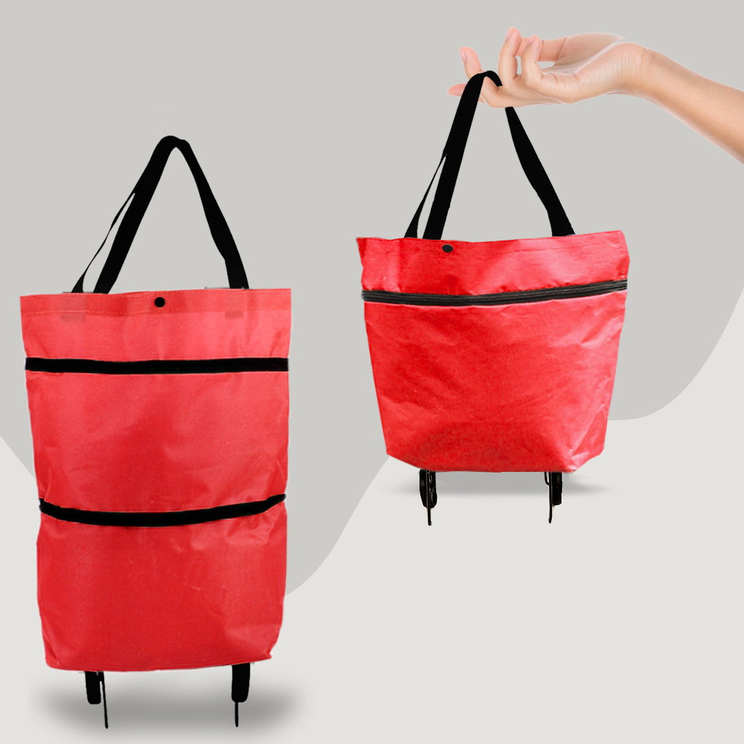 2-in-1 convertible shopping trolley bag with retractable wheels, foldable and lightweight