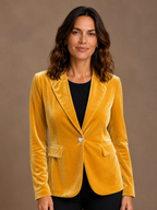 Velvet Blazer Women Long Sleeve Fitted Notched Lapel Tailored