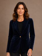 Velvet Blazer Women Long Sleeve Fitted Notched Lapel Tailored