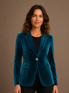 Velvet Blazer Women Long Sleeve Fitted Notched Lapel Tailored
