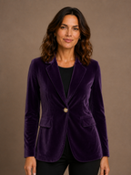 Velvet Blazer Women Long Sleeve Fitted Notched Lapel Tailored
