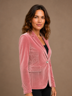 Velvet Blazer Women Long Sleeve Fitted Notched Lapel Tailored