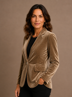 Velvet Blazer Women Long Sleeve Fitted Notched Lapel Tailored