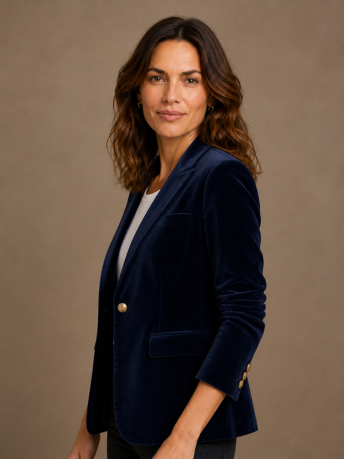 Velvet Blazer Women Long Sleeve Fitted Notched Lapel Tailored