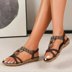 Women orthopedic sandals with stretch strap and cushioned slip-resistant sole