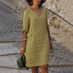 Women V-Neck Dress lightweight flattering silhouette multiple colours