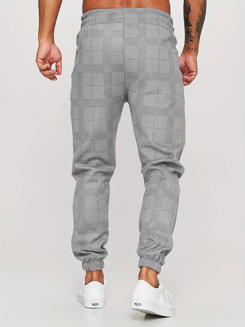 Men polyester jogger pants regular fit in grey black and white