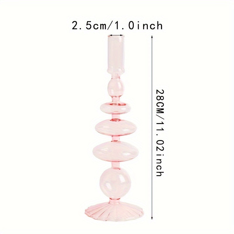 Glass candlestick set minimalist lacquered table decor for romantic dinner