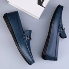 Men genuine leather loafers with metallic rope accent and cushioned insole