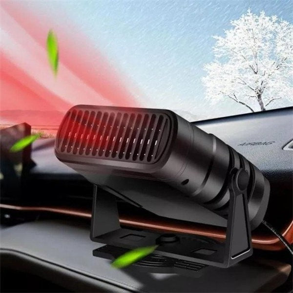 Car heater 12V portable 360° rotating defroster and fan, black