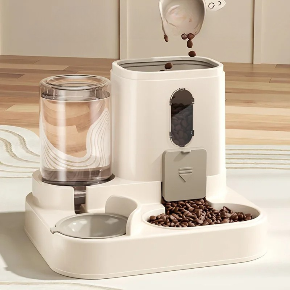 Gravity dog cat feeding station with water dispenser anti-tip BPA-free