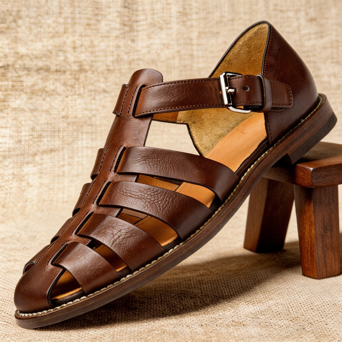 Orthopedic Sandals Men | Leather Fisherman Sandals Woven Straps