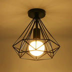 Retro geometric cage ceiling lamp black LED 9W indoor ambient light