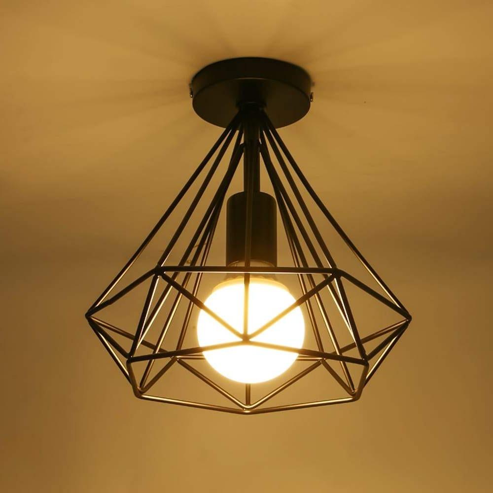 Retro geometric cage ceiling lamp black LED 9W indoor ambient light