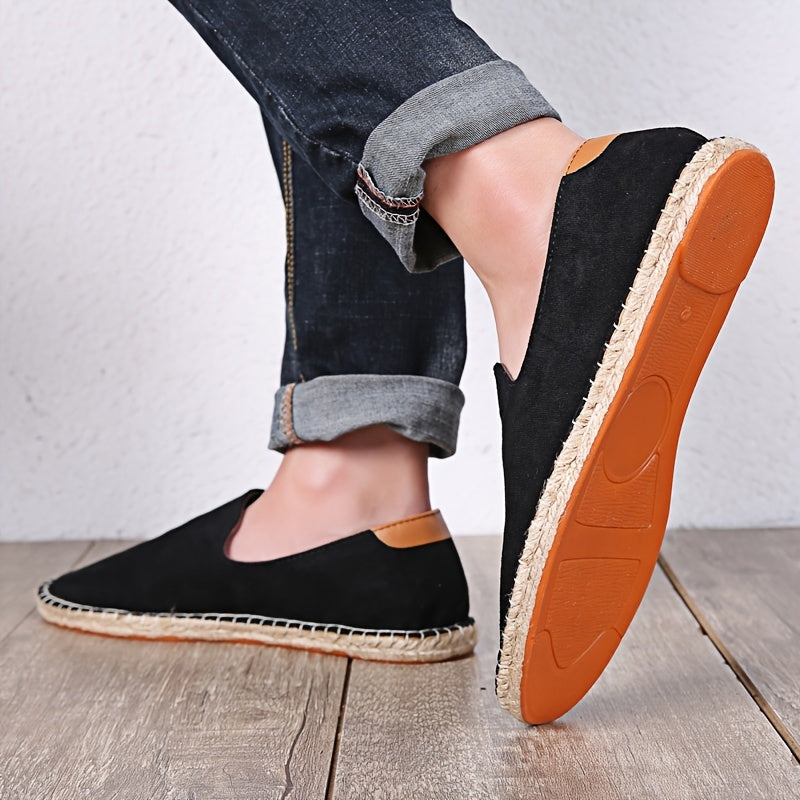 Men's slip-on espadrilles lightweight casual summer shoes in blue, grey and black