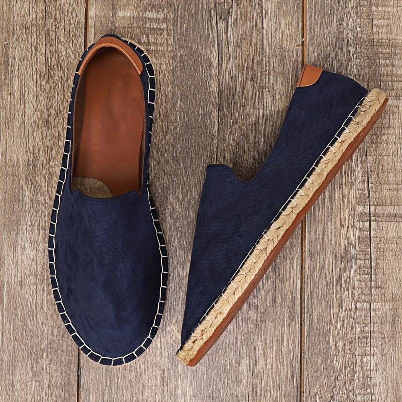 Men's slip-on espadrilles lightweight casual summer shoes in blue, grey and black