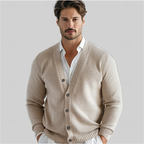 Men's knit cardigan V-neck button-front regular fit, smart casual layering