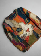 Women casual sweater art print long sleeve relaxed fit multicolor