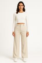 Women corduroy wide leg pants high waist relaxed fit