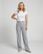 Women wide leg trousers high waist with front crease in grey