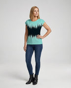Women's summer blouse with watercolor floral print, asymmetric hem and relaxed loose fit